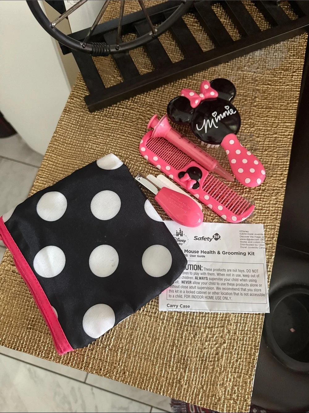 Minnie Mouse Pink & Black Polka Dot Kids Grooming Kit